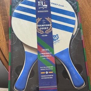 Silver One Champions Court Blue Wood Paddle Set
